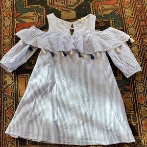 Striped cold shoulder dress